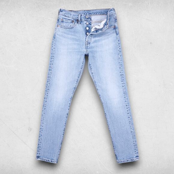 Levis 501S Jeans Mens 26x28 Light Blue Button Fly Skinny Y2K Sustainable Classic - Picture 1 of 13